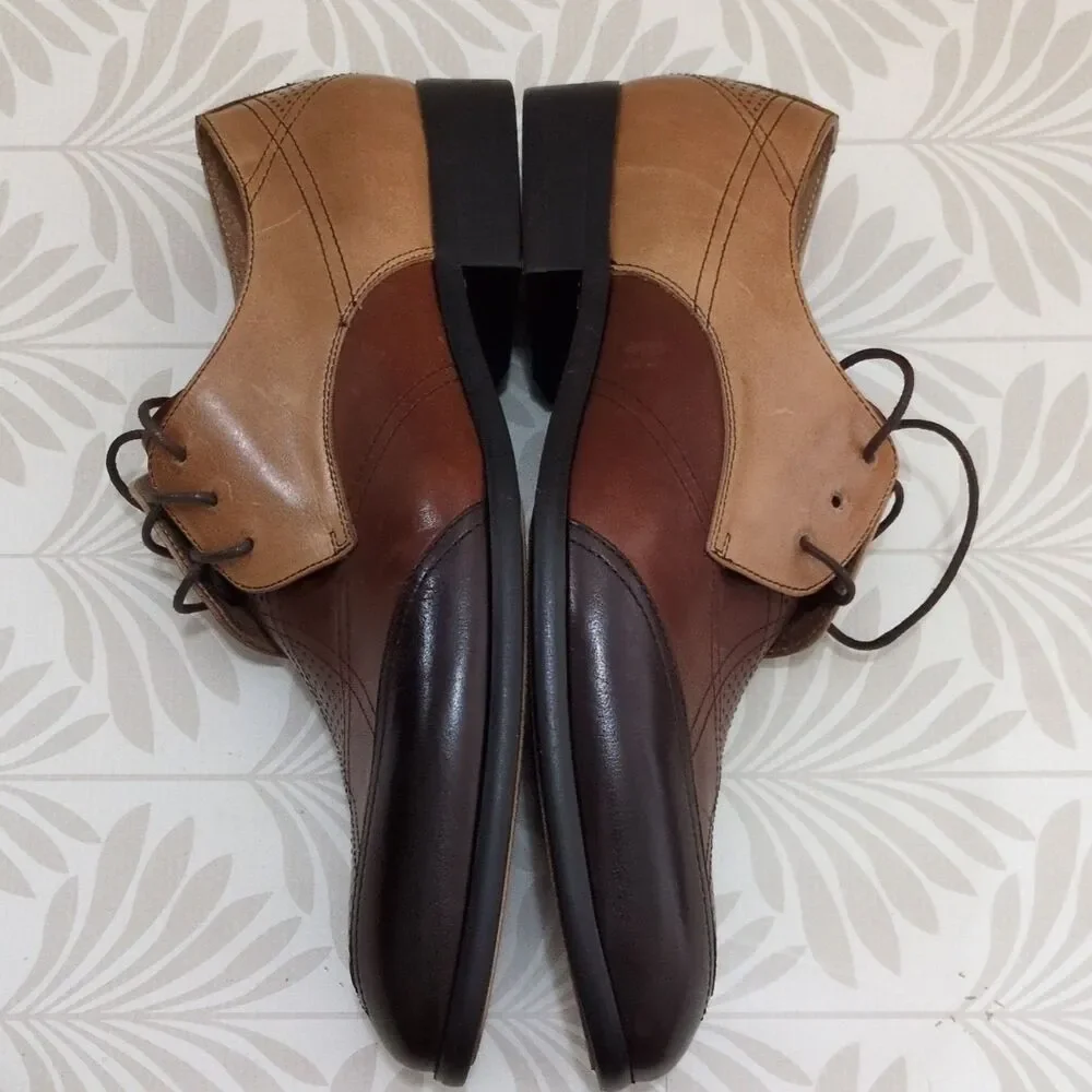 Steven Land SL0040 Men's Brown/Tan Leather Cap Toe Oxford Dress Shoes 8.5